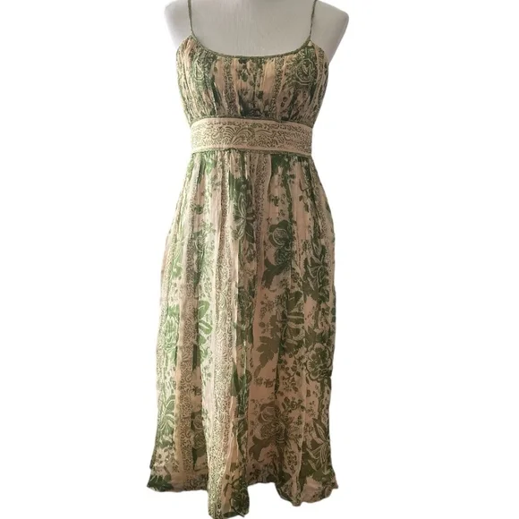 Jones New York Silk Green Pattern Dress - Picture 1 of 8